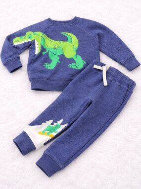 Old Navy Toddler Dinosaur Outfit 2T | Blue Matching Sweatshirt Jogger Set Boys